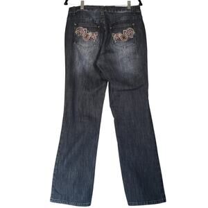 Christopher & Banks Jeans Womens 6 Blue Bootcut Embroidered Stretch Medium Wash